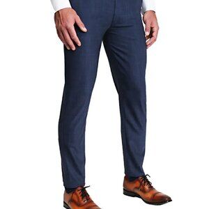 State & Liberty Athletic Fit Stretch Suit Pants - Heathered Navy